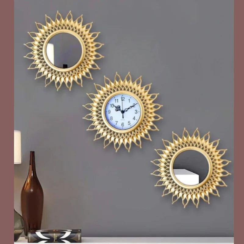 3 Pcs Clocks Antique Gold Frame
