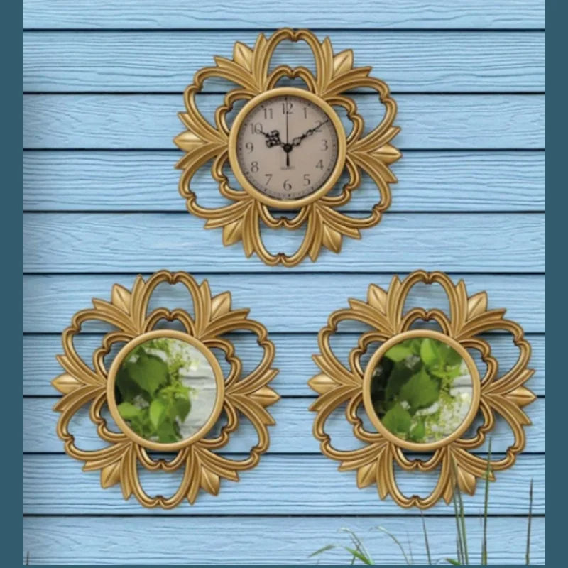 3 Pcs Clocks Antique Gold Frame