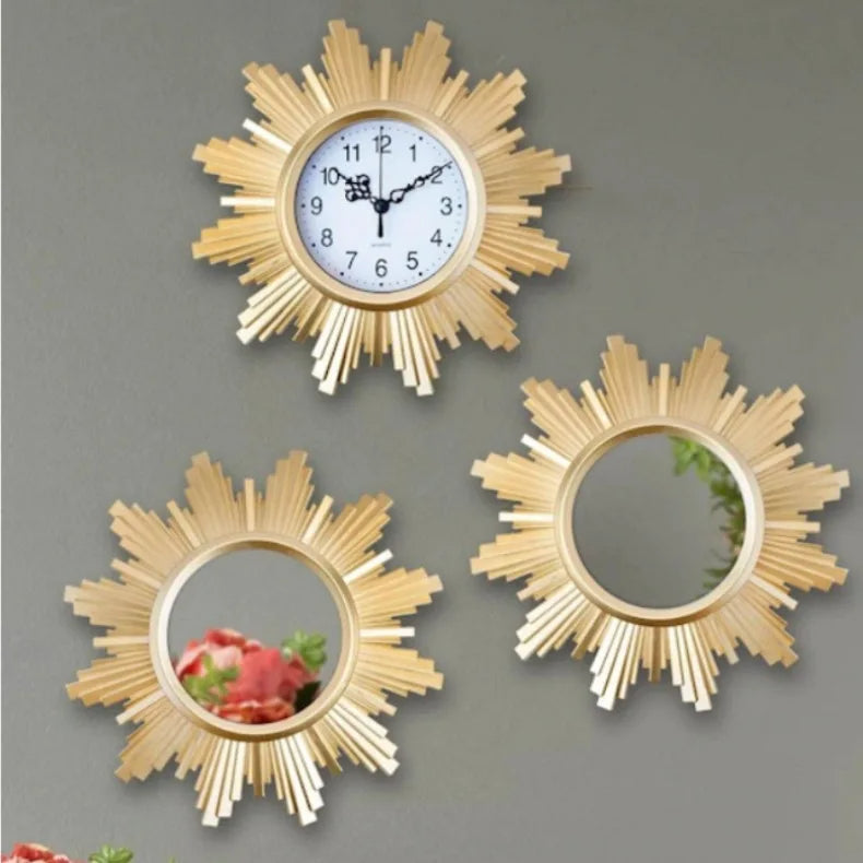 3 Pcs Clocks Antique Gold Frame