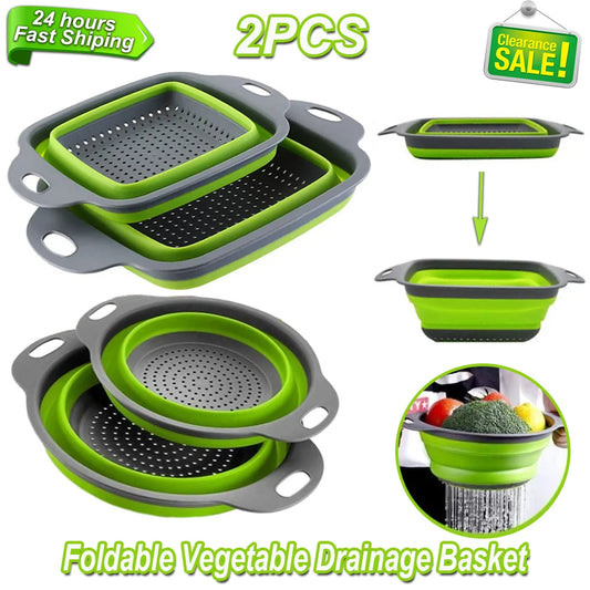 2PCS Silicone Folding Drainer Basket