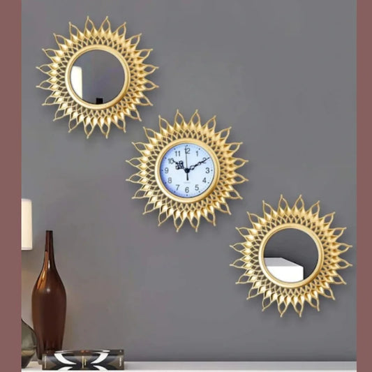 3 Pcs Clocks Antique Gold Frame
