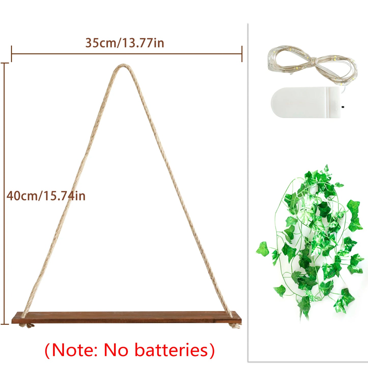 Wood Shelf with Leaf Hanging